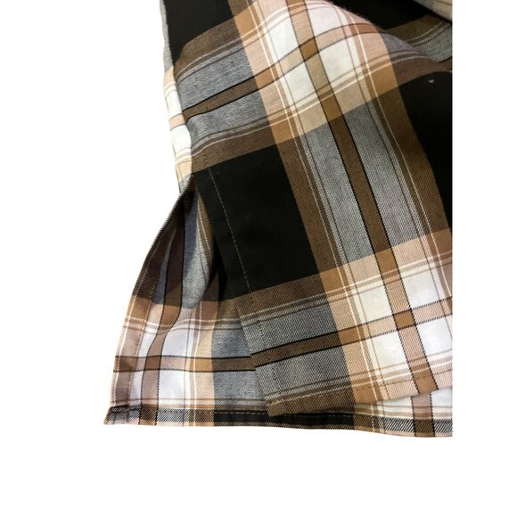 Foxcroft Blouse Women’s 16 Black Brown Cream Plaid Wrinkle Free Used Career - Picture 5 of 11